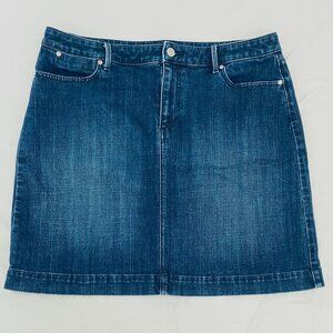 Talbots women's classic jean pencil skirt, Size 14, dark indigo wash, 5-pocket